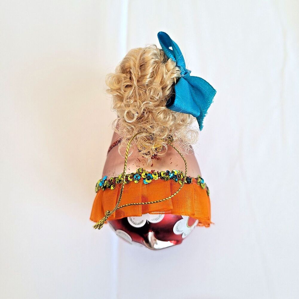 Hippo Ballerina Mercury Glass Christmas Ornament Hand Blown Sequin Glitter Tutu - Picture 9 of 13